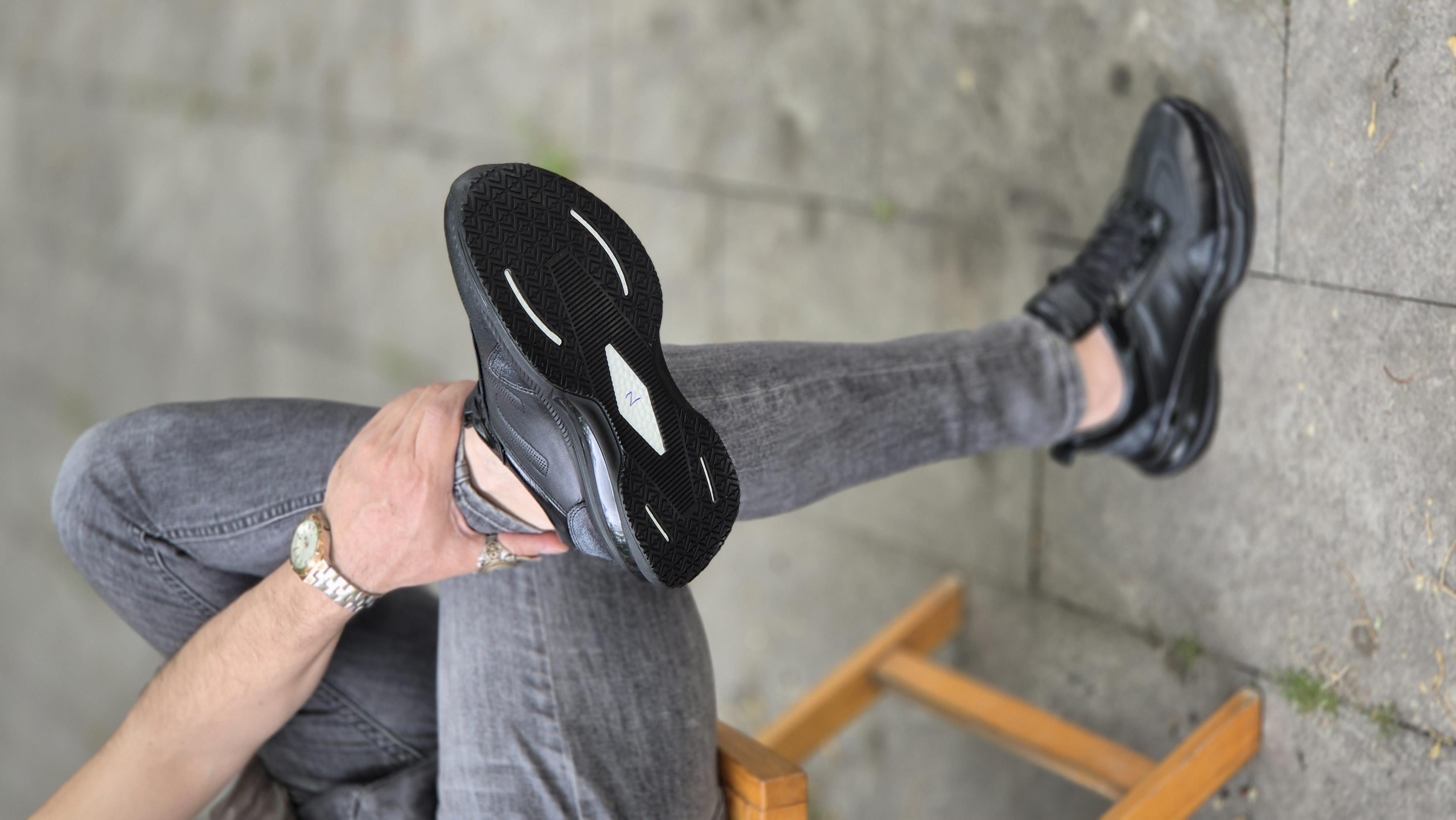 Hnt 4040  İthal Taban  Balon  Siyah Deri  Erkek  Sneakers Ayakkabısı