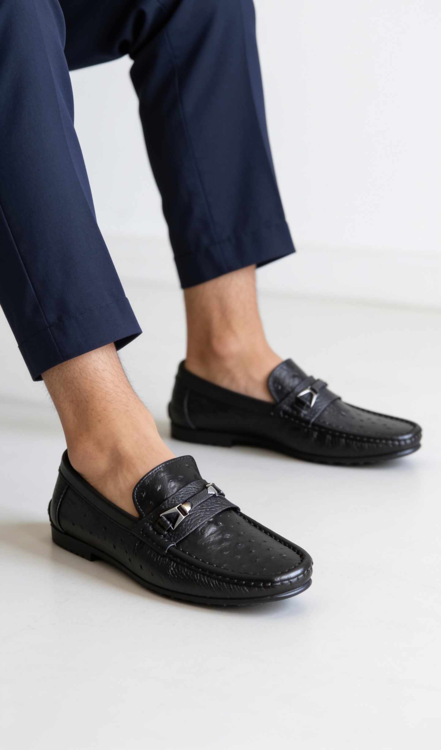 MRD 091 Loafer Tokalı Hakiki Deri Yumşak Siyah  Rok Erkek Ayakkabısı