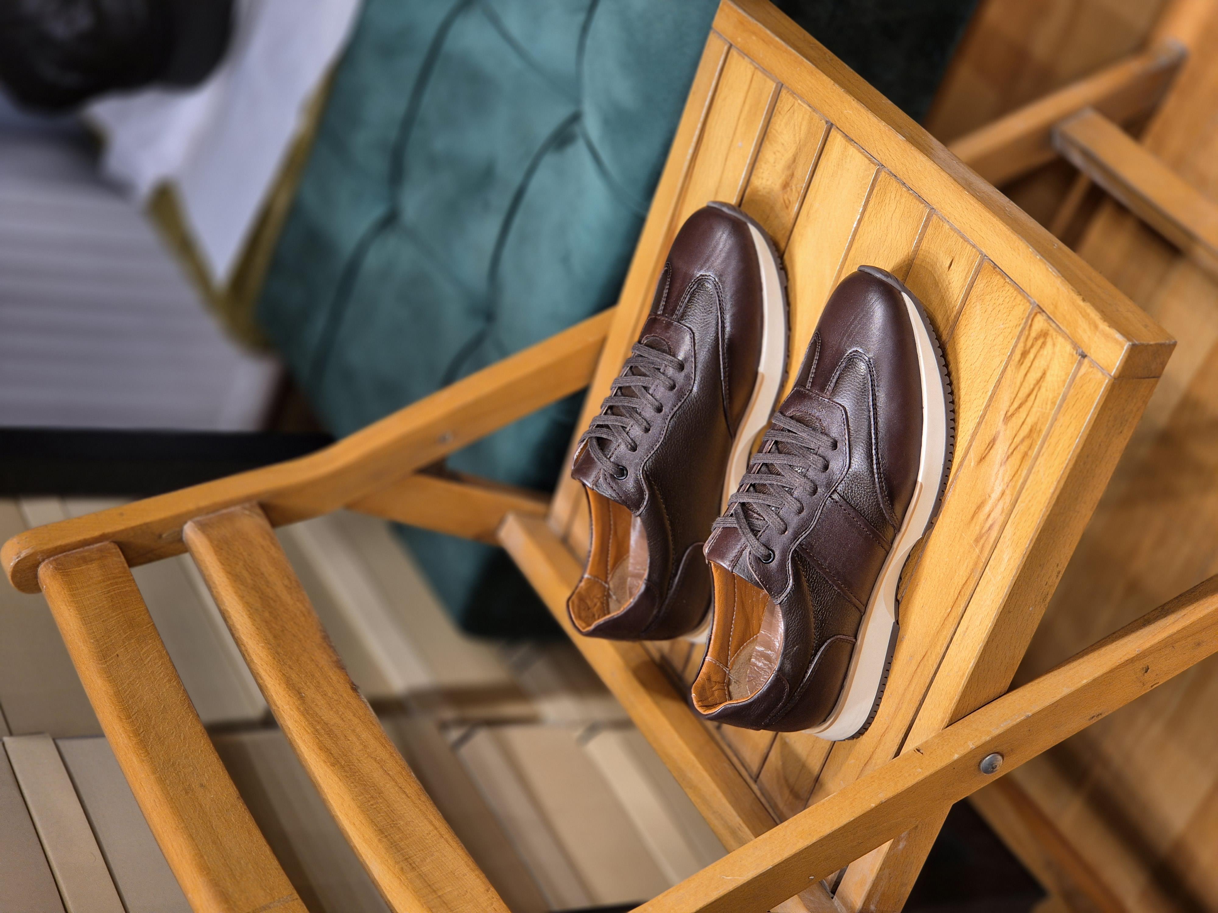 MRD 1119  Kahverengi  Sneakers İçi Dışı Hakiki Deri Erkek Ayakkabısı