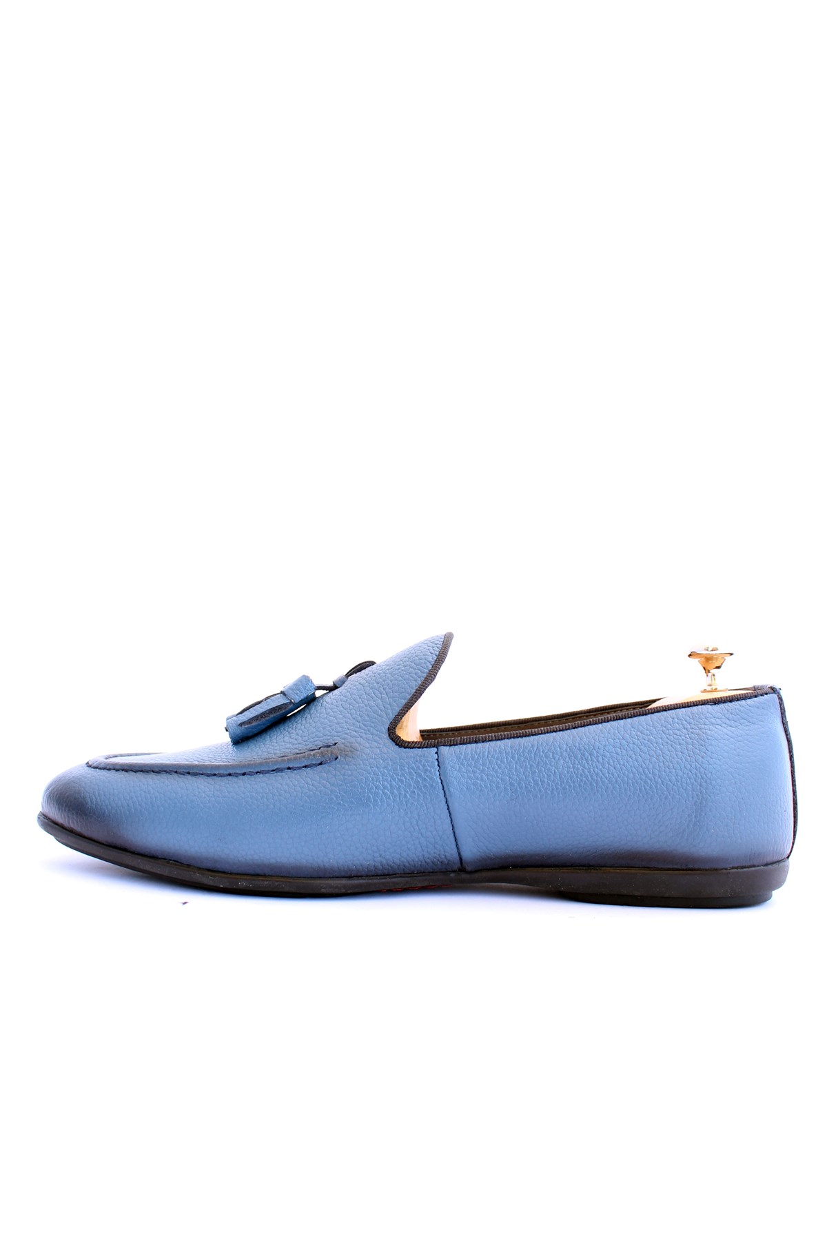Yazlık Hakiki Deri Mavi Erkek Ayakkabısı