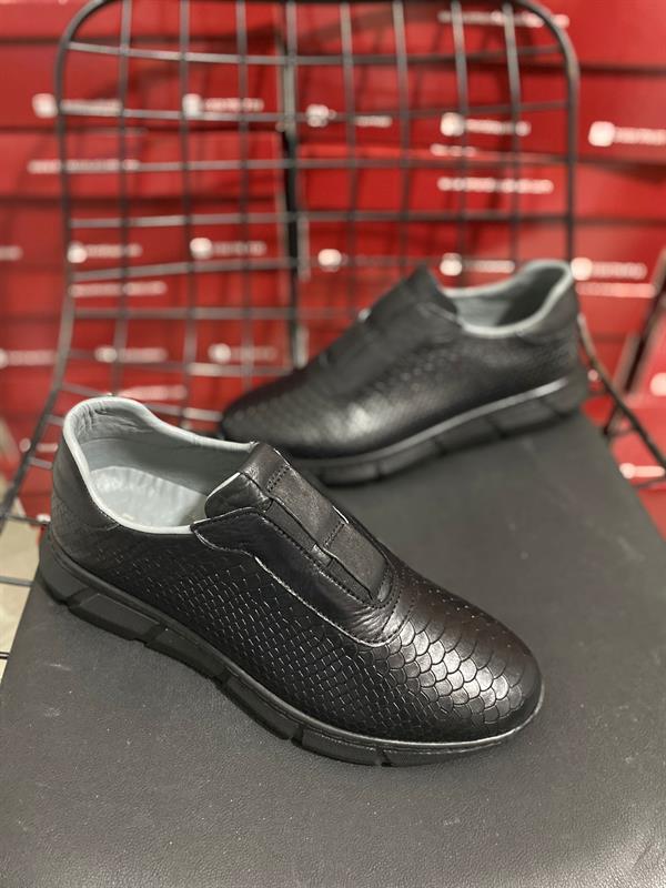 Hatay  003800  Crocco Günlük Poli Taban Hakiki  Siyah Deri Erkek Ayakkabısı