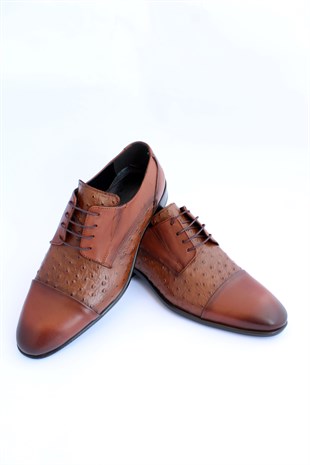 emende -Mrd 00151  Klasik Taba  Hakiki Deri Günlük Erkek Ayakkabısı
