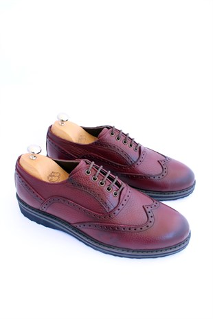 emende- Mrd 1167 Oxford Günlük Bordo Poli Ortopedik Taban Hakiki Deri Erkek Ayakkabısı
