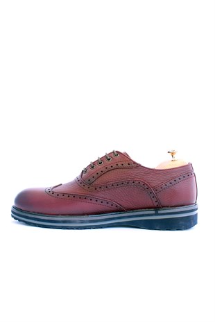 emende- Mrd 1167 Oxford Günlük Bordo Poli Ortopedik Taban Hakiki Deri Erkek Ayakkabısı