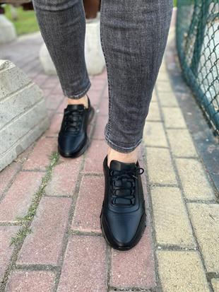 Hatay  00101  İthal Taban  Balon  Siyah Deri  Erkek  Sneakers Ayakkabısı