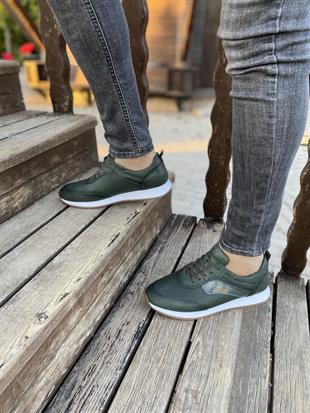 Hatay  001180   İçi Dışı Hakiki Yeşil Deri  Erkek  Sneakers Ayakkabısı