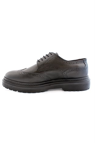 Hnt 0031 Siyah Çifteyüz  Yüksek Taban Klasik Erkek Ayakkabısı