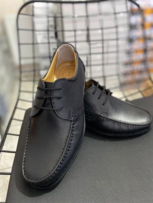Klasik Bağcıklı İçi Dışı Komple Hakiki Deri Siyah Erkek Rok Ayakkabısı