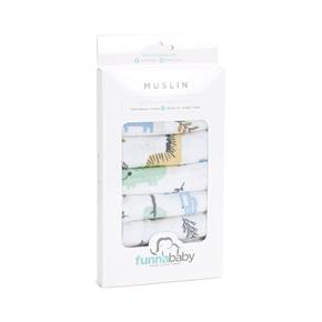 8li Muslin Ağız Bezi - Safari - Yeşil - 30 x 30 Cm