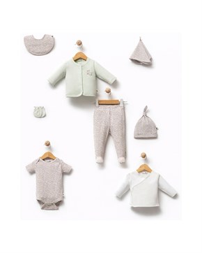 8li Yenidoğan Seti / Fall Floral / Yeşil