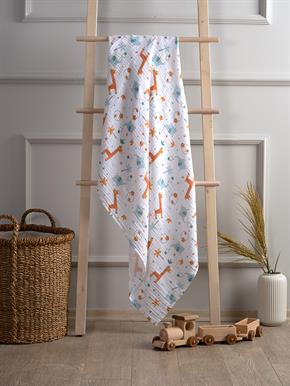 Battaniye - Giraffe - Mavi - 120 X 120 Cm