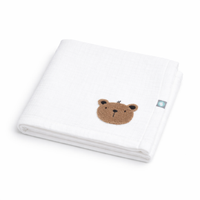 Bebek Battaniyesi Müslin Teddy Beyaz 120 x 120 cm