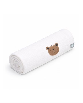 Bebek Battaniyesi Müslin Teddy Beyaz 120 x 120 cm
