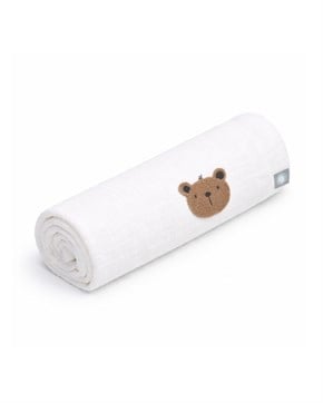 Bebek Battaniyesi Müslin Teddy Beyaz 120 x 120 cm