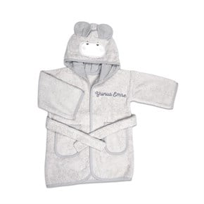 Bebek Bornozu Bath Time Gri 0-2 yaş