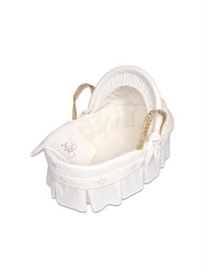 Bebek Hasır Sepet Beşik Tekstil Seti Luna Elegant Ekru 85 cm