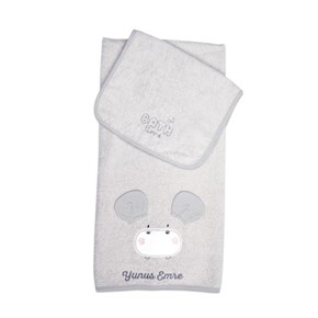 Bebek Havlu Seti 2li Bath Time Gri 70 x 120 cm