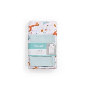 Baby Duvet Cover Set of 2 Giraffe Blue 100 x 150 cm