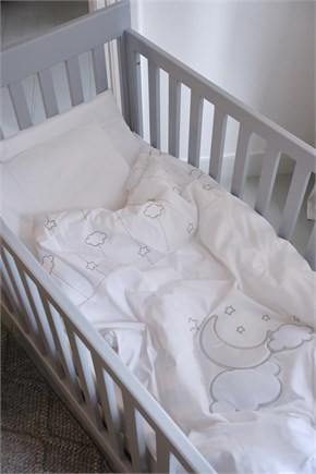 Bebek Nevresim Takımı 4lü Luna Chic Beyaz 100 x 150 cm
