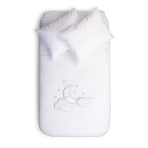 Bebek Nevresim Takımı 4lü Luna Chic Beyaz 100 x 150 cm