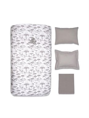Bebek Nevresim Takımı 4lü Safari Gri 100 x 150 cm