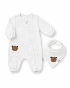 Bebek Tulum Seti Müslin 2li Teddy Beyaz