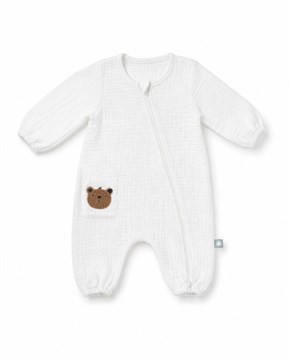 Bebek Tulum Seti Müslin 2li Teddy Beyaz