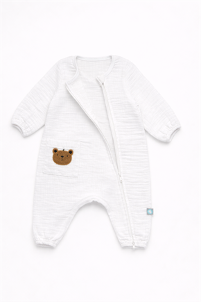 Bebek Tulum Seti Müslin 2li Teddy Beyaz