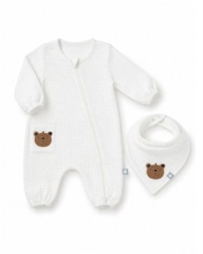 Bebek Tulum Seti Müslin 2li Teddy Beyaz