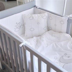 Bebek Uyku Seti 8li Luna Chic Beyaz 60/70 cm