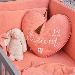 Decorative Muslin Pillow Set Coral Pink 35 x 45 cm