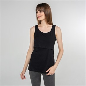 Emzirme T-Shirt Atlet Yaka Paola Siyah