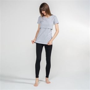Emzirme T-Shirt Bisiklet Yaka Letizia Gri