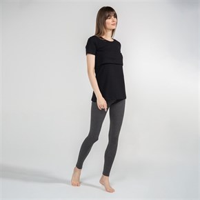 Emzirme T-Shirt Bisiklet Yaka Letizia Siyah