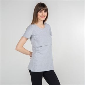 Emzirme T-Shirt Bisiklet Yaka Letizia Gri
