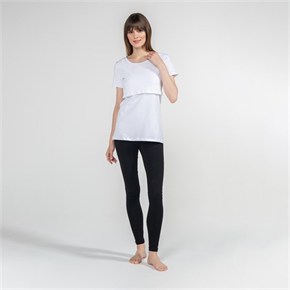 Emzirme T-Shirt Bisiklet Yaka Letizia Beyaz