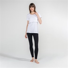Emzirme T-Shirt Bisiklet Yaka Letizia Beyaz