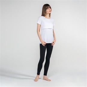 Emzirme T-Shirt Bisiklet Yaka Letizia Beyaz