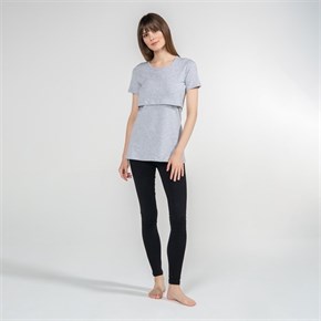 Emzirme T-Shirt Bisiklet Yaka Letizia Gri