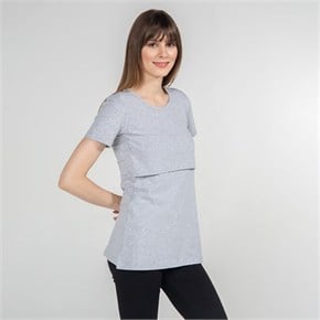 Emzirme T-Shirt Bisiklet Yaka Letizia Gri