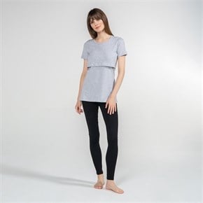 Emzirme T-Shirt Bisiklet Yaka Letizia Gri