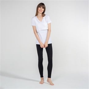 Emzirme T-Shirt V Yaka Nora Beyaz