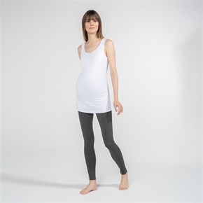 Hamile T-Shirt Atlet Yaka Alda Beyaz