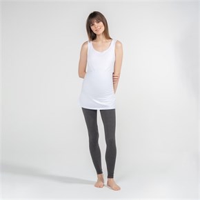 Hamile T-Shirt Atlet Yaka Alda Beyaz