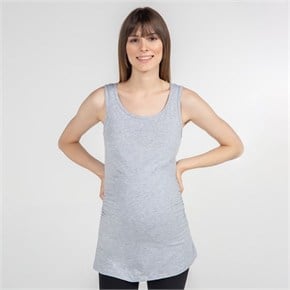 Hamile T-Shirt Atlet Yaka Alda Gri
