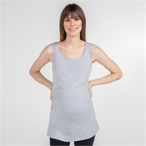 Hamile T-Shirt Atlet Yaka Alda Gri