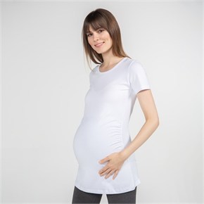 Hamile T-Shirt Bisiklet Yaka Carina Beyaz