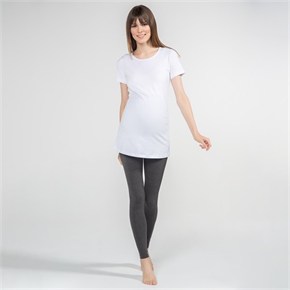 Hamile T-Shirt Bisiklet Yaka Carina Beyaz
