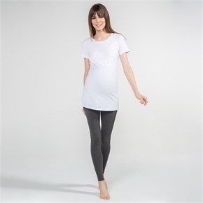 Hamile T-Shirt Bisiklet Yaka Carina Beyaz