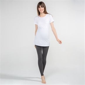 Hamile T-Shirt Bisiklet Yaka Carina Beyaz